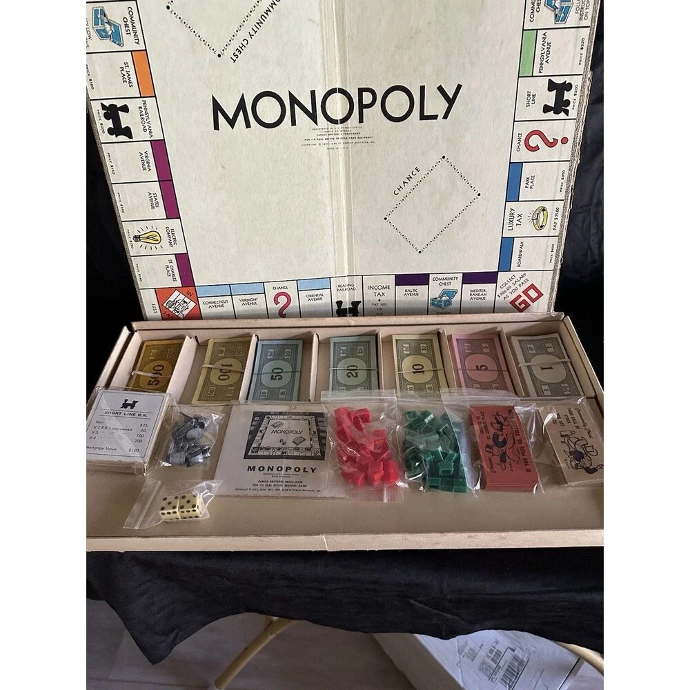 1954 Monopoly Parker Brothers Vintage Board Game Original Box Complete